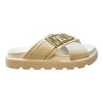 Chinelo Papete Feminino Vizzano Casual Conforto Tiras Cruzadas Metalizado 6510.122 Branco