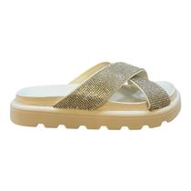 Chinelo Papete Feminino Vizzano Cruzada X Pelica Brilho Strass Casual Conforto 6459.122 Branco