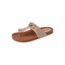 Chinelo Papete Infantil Menina Camurça Estampa Nude