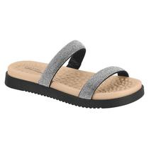 Chinelo Papete Modare Slide Ultra Conforto Ortopédica Brilho Prata Palmilha Massageadora Chinelo Papete Modare Slide Ultra Conforto Ortopédica Brilho Prata Palmilha Massageadora