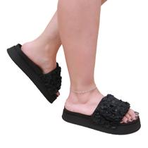 Chinelo Papete Sandália Feminina De Flores Em Couro Ortopédica Macia e Confortável Moda Casual Verão Fashion Moderna