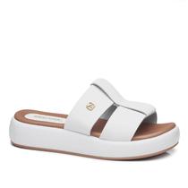 Chinelo Pegada Feminino em Couro Branco 233712-01