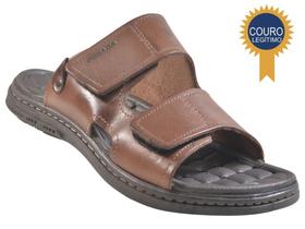 Chinelo Pegada Masculina Couro Tiras Duplas Conforto 131283 Chinelo Pegada Masculina Couro Tiras Duplas Conforto 131283