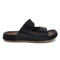 Chinelo Pegada Masculino Couro com Fivelas 134851 Cor:PretoTamanho:42Gênero:Homem