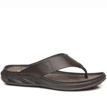 Chinelo Pegada Masculino em Couro Cravo 134103-03