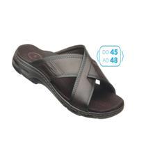 Chinelo Pegada Masculino Plus Size em Couro Cravo 530642-03 Chinelo Pegada Masculino Plus Size em Couro Cravo 530642-03