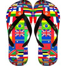 Chinelo Personalizado Vários Países Bandeira Adulto e Infantil Numeração 23/24 ao 45/46