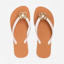 Chinelo Petite Jolie Fresh Branco/Caramelo