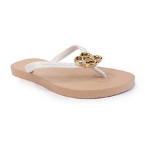 Chinelo Petite Jolie Nude Tira Branca