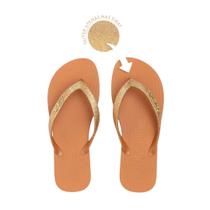 Chinelo Petite JolieTiras em Glitter Dourado Brilhoso