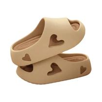Chinelo Plataforma Nuvem Coração Feminino, Sandália EVA Macia Para Verão, Uso Interno E Externo,