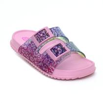 Chinelo Plugt Infantil Menina Slide Fivelas Animal Print Rosa Confortavel Anatômico Crianças