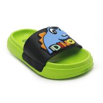 Chinelo Plugt Slide Nuvem Infantil Menino Floquinho Dino Verde