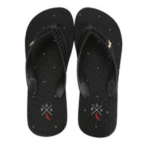 chinelo preto com letras