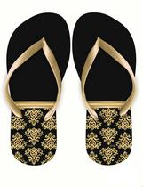 Chinelo preto e dourado Vintage Chic