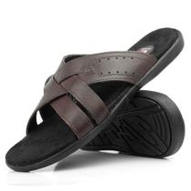 Chinelo Preto Masculino em Couro Super Confortável LF4