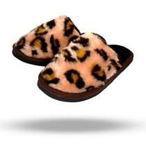 Chinelo quente femenina do n 35/36 oncinha rosa