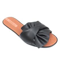 Chinelo Rasteira Feminina Slide Fivela Moleca 5297.443 - Preto Napa - 34