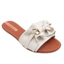 Chinelo Rasteira Feminina Slide Laço Moleca 5297.446 - Branco Off - 35 Chinelo Rasteira Feminina Slide Laço Moleca 5297.446 - Branco Off - 35