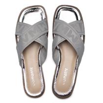 Chinelo Rasteira Feminina Via Marte Tiras Cruzadas Prata