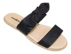 Chinelo Rasteira Feminino Slide Laço Moleca 5452.101 Preto Camurça 37 Chinelo Rasteira Feminino Slide Laço Moleca 5452.101 Preto Camurça 37