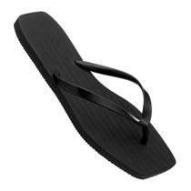 Chinelo Rasteirinha Bico Quadrado Feminino Praia Preto