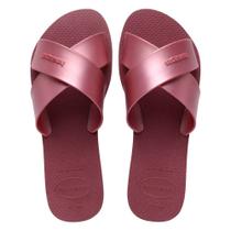 Chinelo Rasteirinha Havaianas Aqua Metallic Amaranto