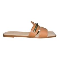 Chinelo Rasteiro Slide com Aplique Feminino Moleca 5558.105 Marrom Chinelo Rasteiro Slide com Aplique Feminino Moleca 5558.105 Marrom