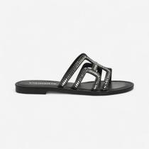 Chinelo Rasteiro Via Marte Feminino Com Strass Preto