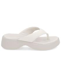 Chinelo Salto Plataforma Couro Branco Marfim