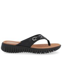 Chinelo Salto Plataforma Couro Preto Enfeite