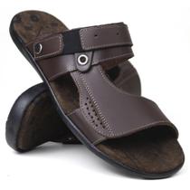 Chinelo Sandália Aberta Casual Masculino Couro Látego