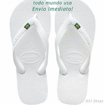 Chinelo Sandália de Dedo Brasil Havainas com Bandeirinha Branca ou Preta Super Promoção Chinelo Sandália de Dedo Brasil Havainas com Bandeirinha Branca ou Preta Super Promoção