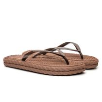 Chinelo Sandalia Feminina Tira Lisa Confortavel Elegante Cor Ocre