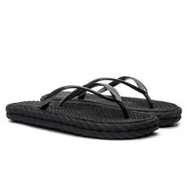 Chinelo Sandalia Feminina Tira Lisa Confortavel Elegante Cor Preto