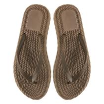 Chinelo Sandalia Feminina Tranças Confortavel Elegante Cor Ocre