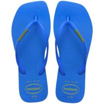 Chinelo Sandália Havaianas Feminina Tiras Finas Azul Brilhante Bico Quadrado