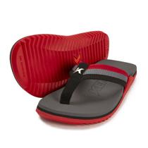 Chinelo Sandália Kenner Cinza com Vermelho e Preto Nk6 Stripes Pro