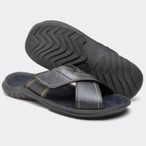 Chinelo Sandália Masculino Casual Couro Legitimo Elegante Macia Leve Durável 1204 - Garagem DwD