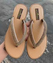 Chinelo Sandália Rasteirinha Feminina Com Strass Artesanal Arraso