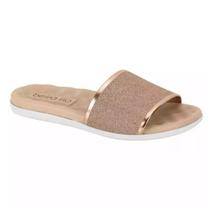 Chinelo sandália Slide Glitter Beira Rio Conforto Original Ouro Rosado Chinelo sandália Slide Glitter Beira Rio Conforto Original Ouro Rosado