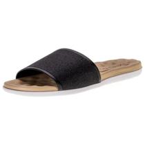 Chinelo sandália Slide Glitter Beira Rio Conforto Original Preto