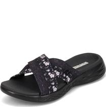 Chinelo Skechers On The Go 600 Blooms feminino preto/cinza Chinelo Skechers On The Go 600 Blooms feminino preto/cinza