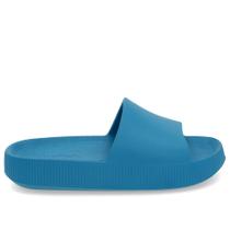 Chinelo Slide Azul Poofy Salto Plataforma Eva