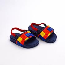 Chinelo Slide Bebê Menino Kidy com Elástico Blocos Azul