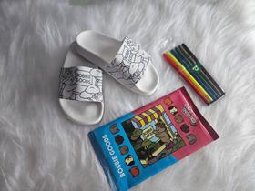 Chinelo Slide Bobbie Goods Infantil para colorir, acompanha canetinhas + 4 cards Chinelo Slide Bobbie Goods Infantil para colorir, acompanha canetinhas + 4 cards