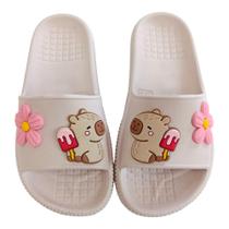 Chinelo Slide Capivara Sorvetinho Flor Rosa Infantil Leve