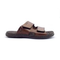 Chinelo Slide Casual Em Couro Pegada Masculino Adulto - Ref 131283-01