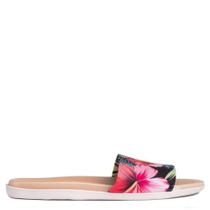 Chinelo Slide Feminino Beira Rio Floral Preto/Rosa