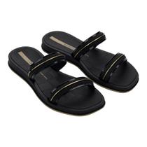 Chinelo Slide Feminino Ipanema Glow Preto/ Dourado
